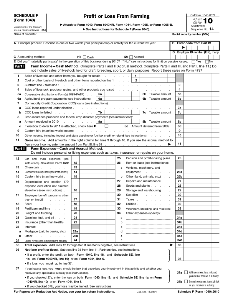 Form 1040 - Schedule F